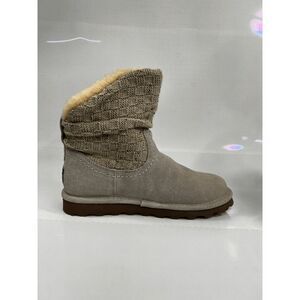 Cozy Women's Taupe Knit-Cuff Winter Boot